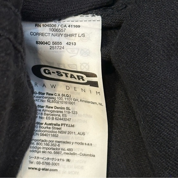 G-Star Raw Correct Navy Blue Long Sleeve Shirt Small - Picture 8 of 14